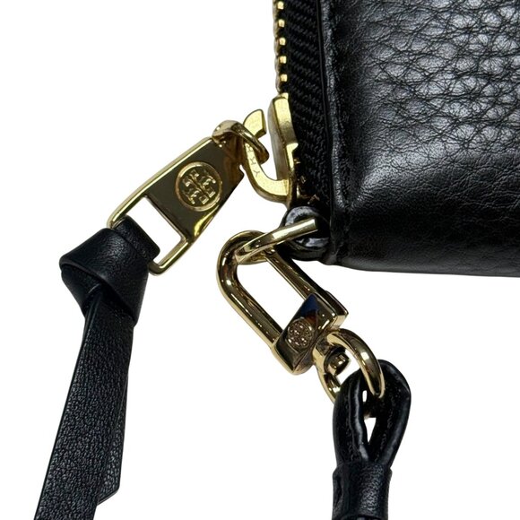 Tory Burch Robinson Pebbled Leather Wristlet Wallet – Like New, Black - Picture 2 of 11